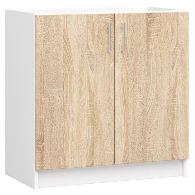 Szafka kuchenna pod zlewozmywak Akord S80 system Lima Biała 80 cm 2 drzwi kolor Dąb Sonoma mat 1 półka 80x44,5x82 cm 1 szt.