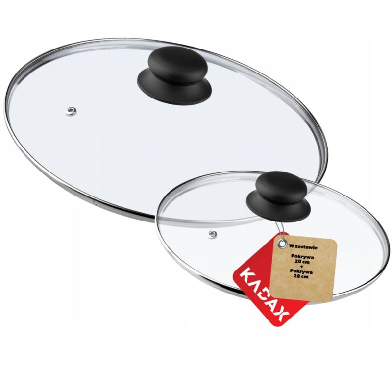 Pokrywka KADAX Szklana Do Garnka Patelni 20cm + 28cm 2 szt.