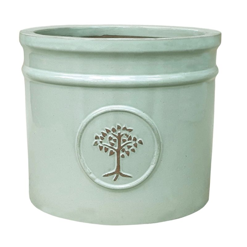 Donica szkliwiona Verve cylinder 30 cm oliwkowa