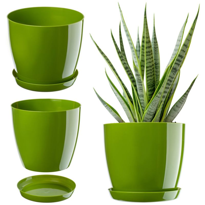 Doniczka KADAX Z Podstawką Plastikowa Osłonka Donica 18cm Zielona Na Kwiaty 1szt.
