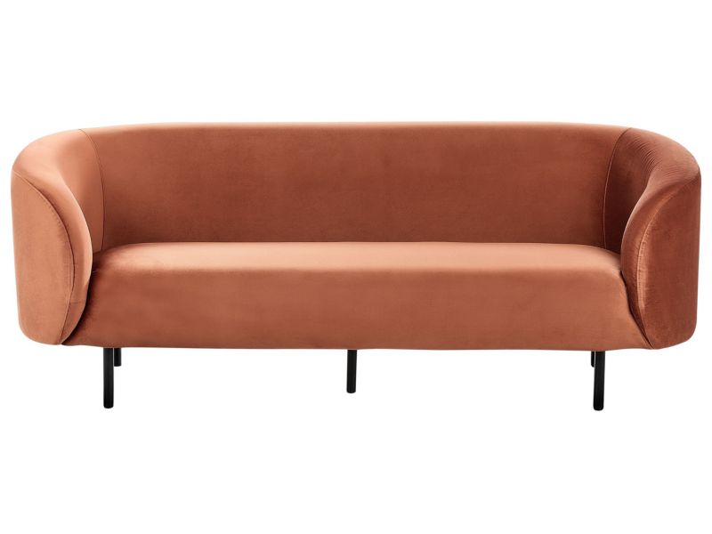 Sofa trzyosobowa welurowa pomarańczowa Loen 1 szt.