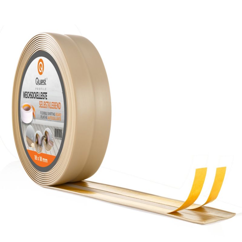 Listwa wykończeniowa PCV 30x30mm, QUEST, samoprzylepna, elastyczna, miękka taśma dekoracyjna, beż, 15m