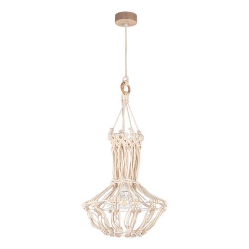 Drewniana Lampa Wisząca SPOT Light 1xE27 15W LED Dąb Olejowany FSC w Połączeniu z Bawełnianym Plecionym Sznurkiem 1 szt.