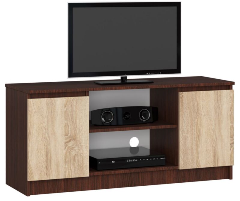 Szafka RTV Akord Wenge 120 cm 2 drzwi kolor Dąb Sonoma mat 2 półki 120x40x55 cm 1 szt.
