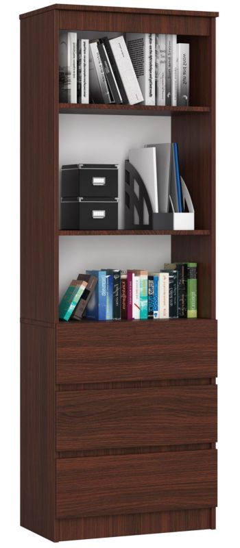 Regał Akord R60 Wenge 60 cm 3 szuflady kolor Wenge mat 3 półki 60x35x180 cm 1 szt.