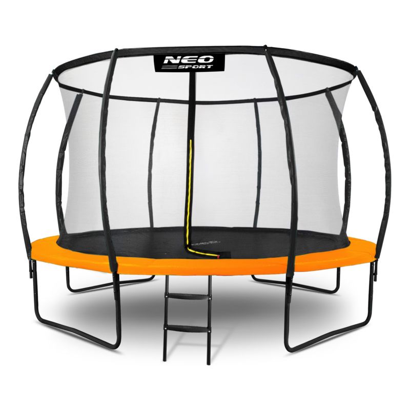 Trampolina ogrodowa Neo-Sport 374cm 12ft + drabinka + siatka wewnetrzna pomarańczowa 1szt.