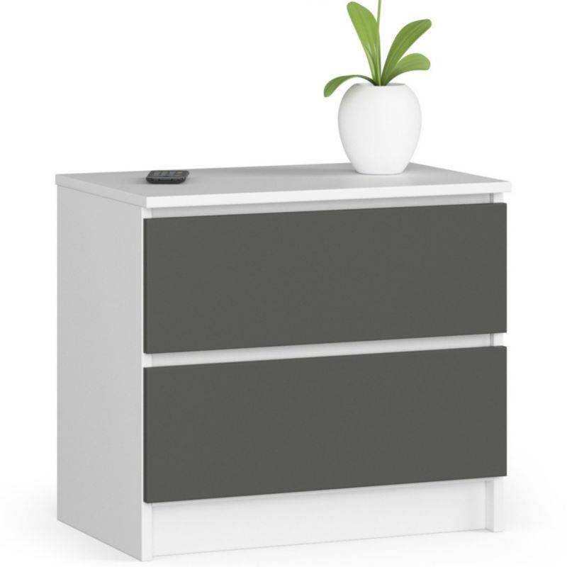 Szafka nocna Akord K60 Biała 60 cm 2 szuflady kolor Grafit Szary mat 60x40x55 cm 1 szt.