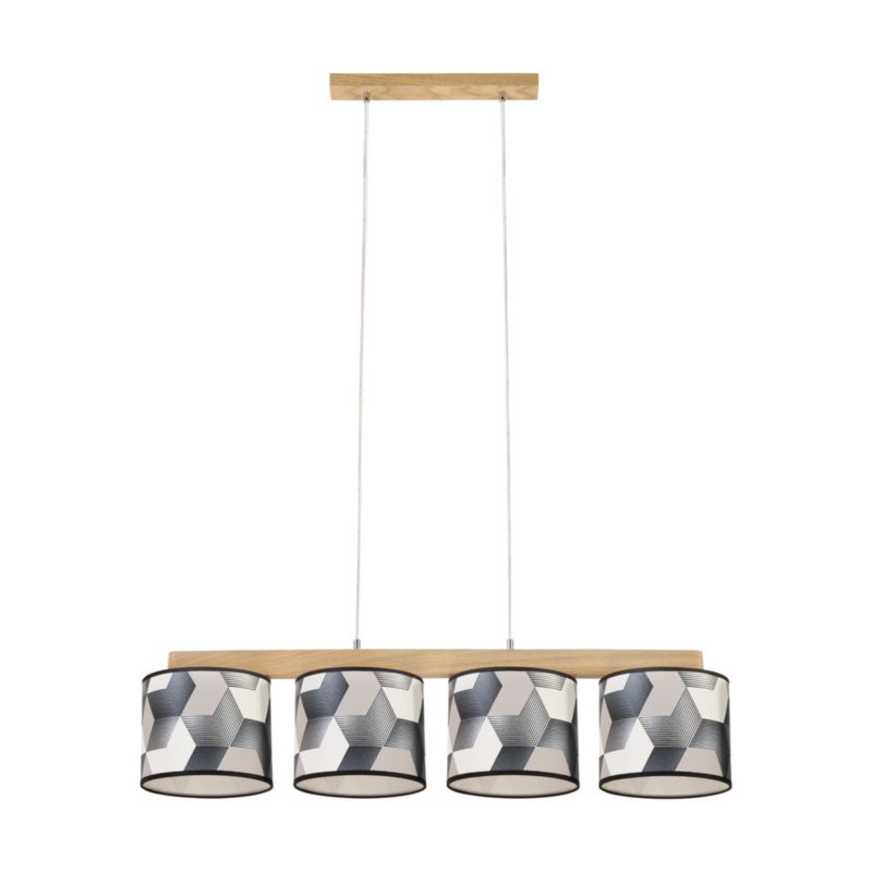 Drewniana Lampa Wisząca SPOT Light 4xE27 Max.25W Dąb Olejowany FSC, Wielokolorowe Abażury, 1 szt.
