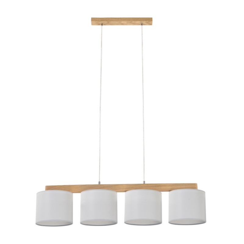 Drewniana Lampa Wisząca SPOT Light 4xE27 Max.25W Dąb Olejowany FSC w Połączeniu z Szarymi Abażurami, 1 szt.