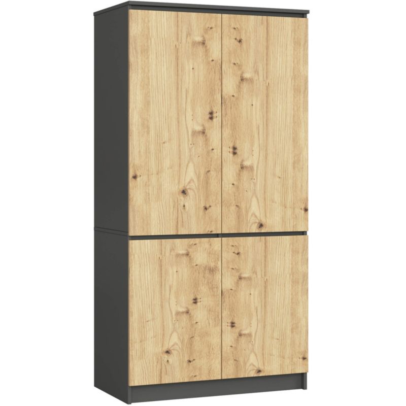 Szafa Akord S90 4 drzwi Grafit Szary, Dąb Artisan 90x51x180 cm 1 szt.