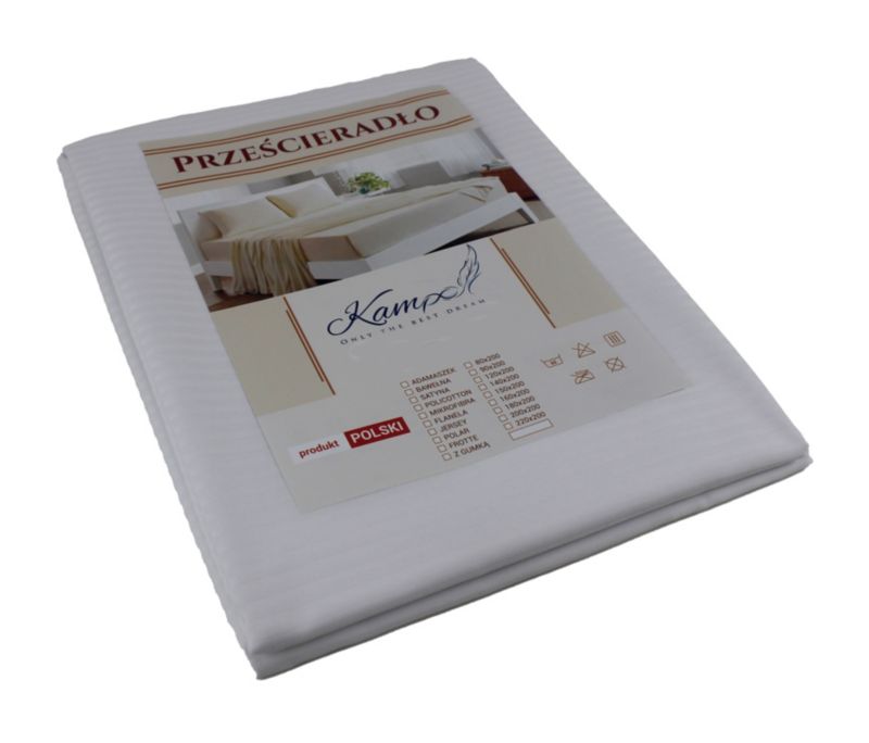Prześcieradło hotelowe tradycyjne Kam-Pol gładkie 140x220 białe 1 szt.
