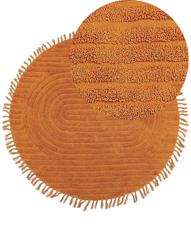 Dywan okrągły bawełniany 140 cm pomarańczowy Halfeti 1 szt.