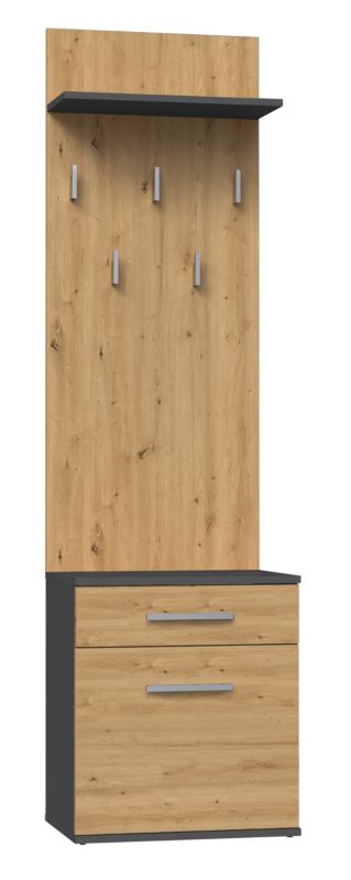 Wieszak Szafka Na Buty Topeshop Duo Antracyt Dąb Artisan 35x50x180 cm 1 szt.