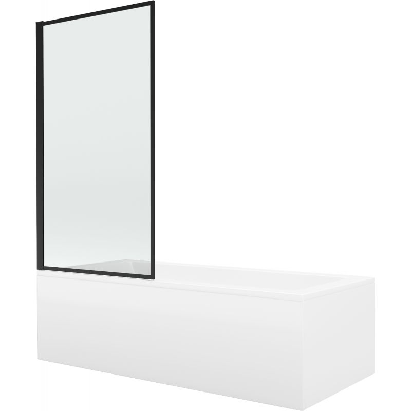 Wanna prostokątna Mexen Cubik 160 x 70 cm z obudową i parawanem 1-skrzydłowym 80 cm czarny wzór 550316070X9308017070 1 szt.