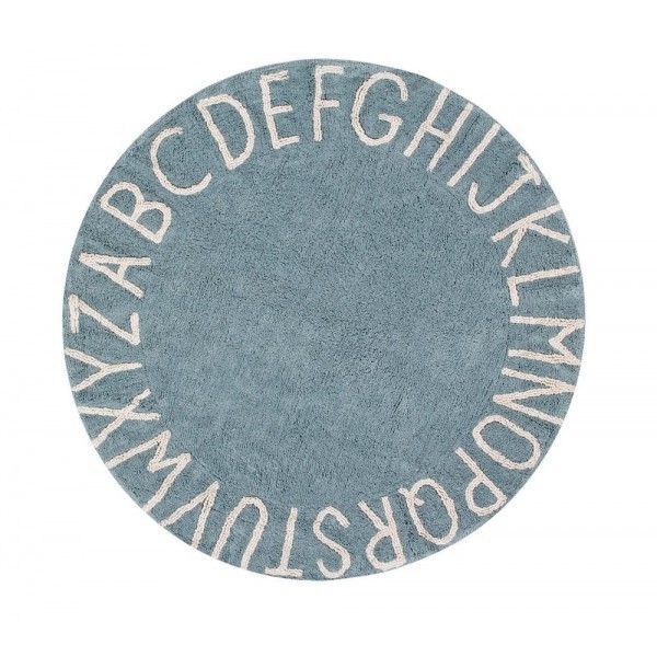 Dywan Lorena Canals dziecięcy ROUND ABC Vintage Azul Natural 150x150 1 szt