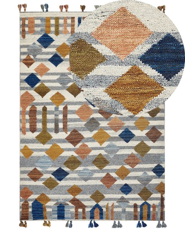 Dywan wełniany kilim 200 x 300 cm wielokolorowy Kasakh 1 szt.