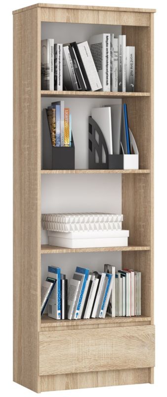 Regał Akord R60 Dąb Sonoma 60 cm 1 szuflada kolor Dąb Sonoma mat 4 półki 60x35x180 cm 1 szt.
