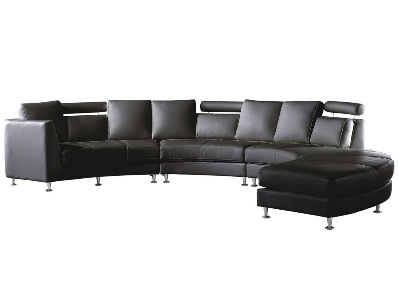 Sofa półokrągła 7-osobowa skórzana modułowa czarna Rotunde 1 szt.