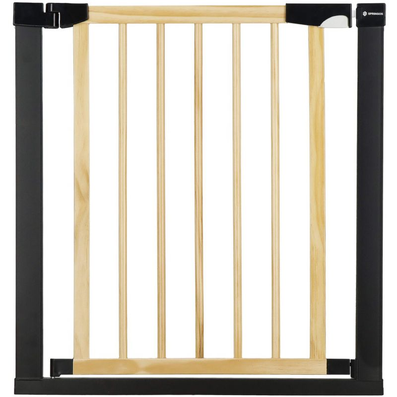 Barierka na schody Springos 75-103 cm bramka rozporowa zabezpieczająca brązowo-czarna 1 szt.
