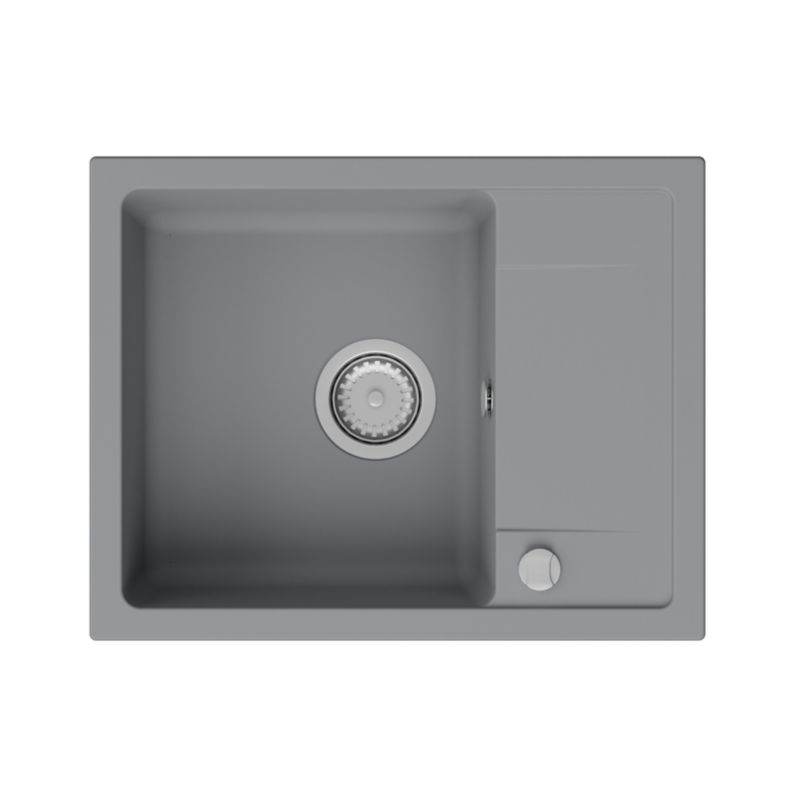 Zlewozmywak granitowy GranMaster Smart 670x440x164 mm, jednokomorowy z ociekaczem, tytan 1 szt.