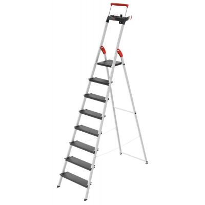 Drabina aluminiowa HAILO L100 TopLine, 8 stopniowa, szerokie stopnie, wysuwany pałąk, 1 szt.