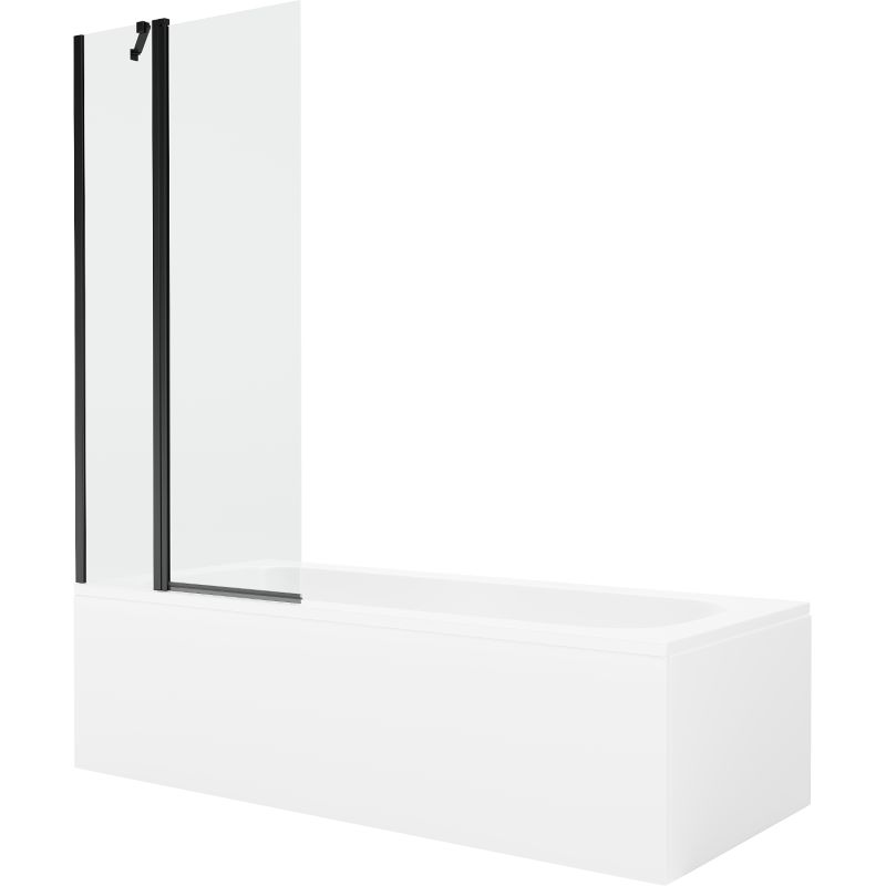 Wanna prostokątna Mexen Vega 170 x 70 cm z obudową i parawanem 1-skrzydłowym 80 cm transparent czarny 1 szt.