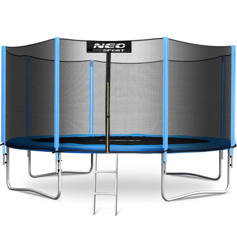Trampolina ogrodowa Neo-Sport 374cm 12ft + drabinka + siatka zewnetrzna niebieska 1szt.