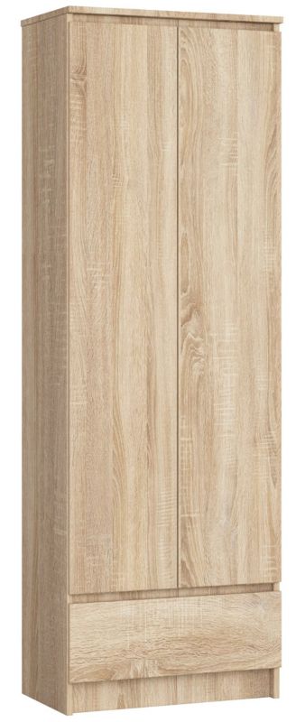 Regał Akord R60 Dąb Sonoma 60 cm 2 drzwi 1 szuflada kolor Dąb Sonoma mat 4 półki 60x35x180 cm 1 szt.