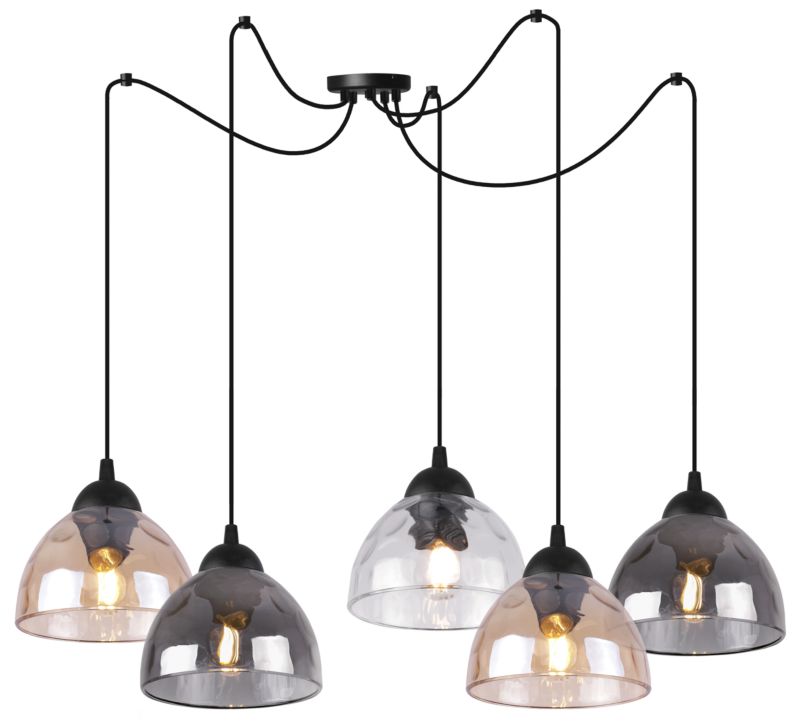 Lampa sufitowa wisząca Light Home LH Pająk Venice 5x E27 60W klosz mieszany 1szt.