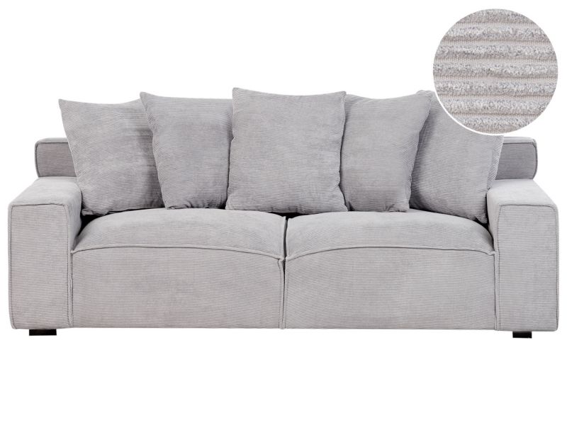 Sofa 3-osobowa sztruksowa jasnoszara Viskan 1 szt.