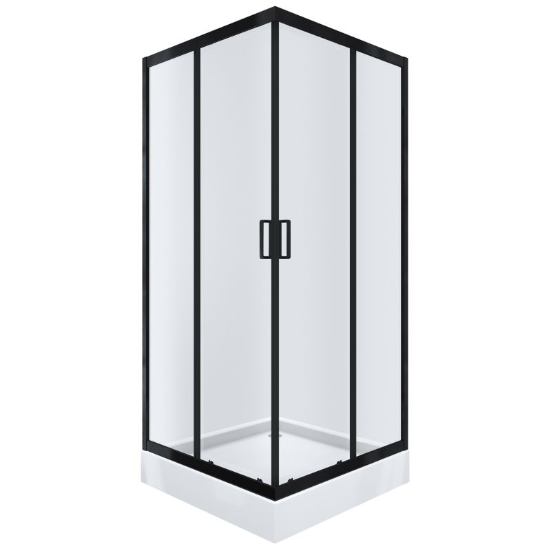Kabina prysznicowa KABI HOBBY BLACK 90x90, kwadratowa, niski brodzik, szkło transparentne 5mm, czarny mat 1 szt.