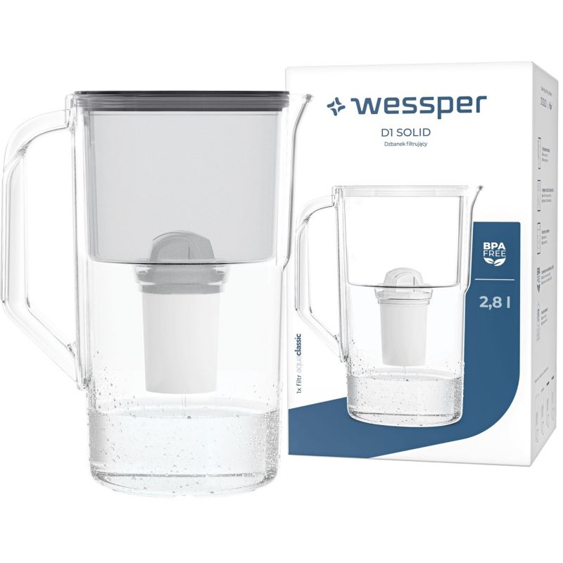 Dzbanek filtrujacy wodę, Wessper, 2.8L, czarny + filtr wody Wessper Aquaclassic, 1szt