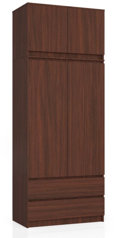 Szafa Akord S90 z nadstawką Wenge 90 cm 2 drzwi 2 szuflady kolor Wenge mat 6 półek 90x51x234 cm 1 szt.