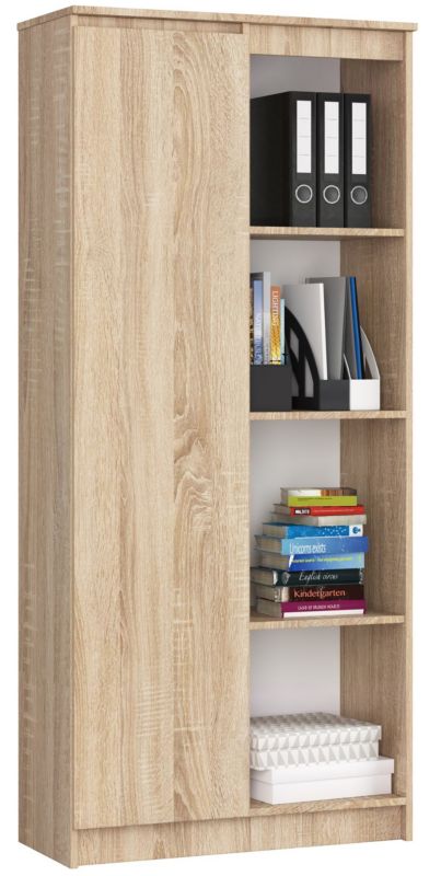 Regał Akord R80 Dąb Sonoma 80 cm 1 drzwi kolor Dąb Sonoma mat 8 półek 80x35x180 cm 1 szt.