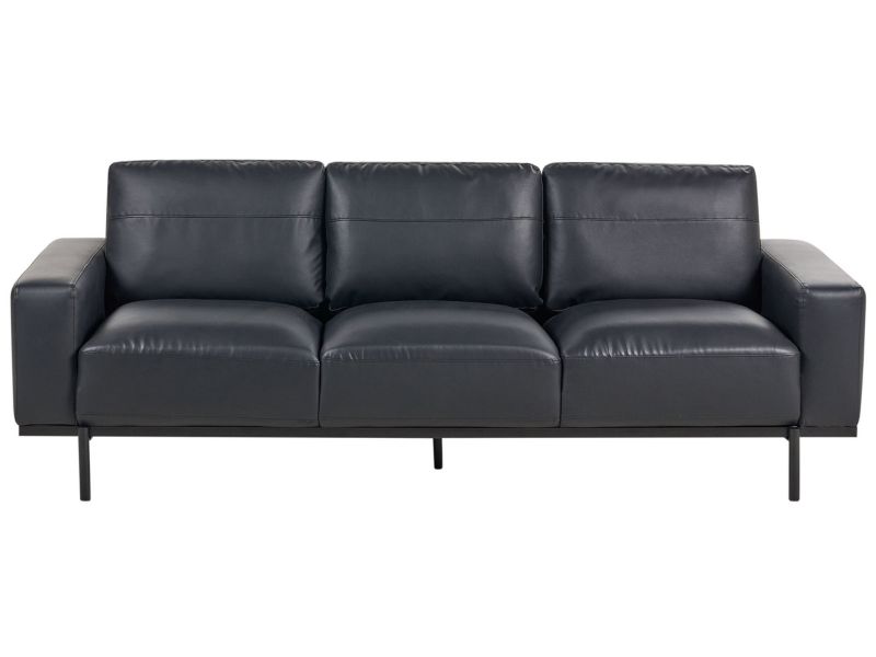 Sofa trzyosobowa Sovik Czarny Ekoskóra 1 szt.