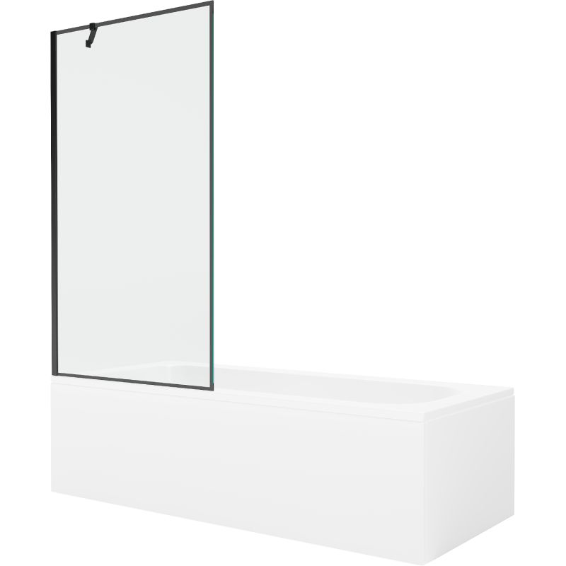 Wanna prostokątna Mexen Vega 180 x 80 cm z obudową i parawanem 1-skrzydłowym 90 cm czarny wzór 550118080X9509007070 1 szt.