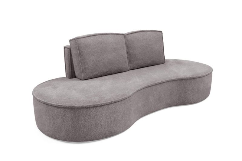 Sofa Bettso Flow zaokrąglone boki z poduszkami w tkaninie abriamo szary 1szt.