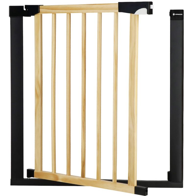 Barierka na schody Springos 75-124 cm bramka rozporowa zabezpieczająca brązowo-czarna 1 szt.