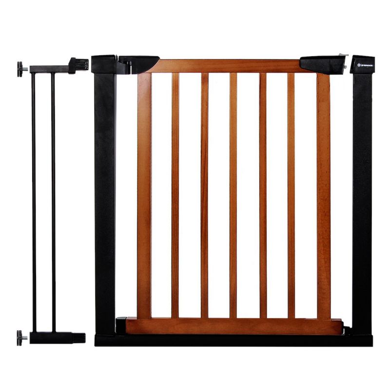 Barierka na schody Springos 75-96 cm bramka rozporowa, zabezpieczająca czarno-brązowa 1 szt.