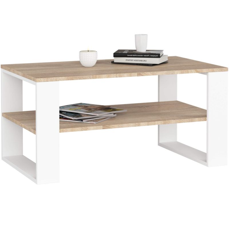Stolik kawowy Akord Alex Dąb Sonoma 92 cm nogi kolor Biały 92x53x45 cm 1 szt.