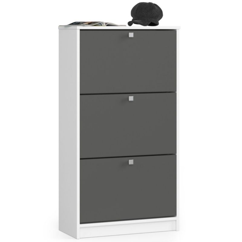 Szafka na buty Akord Biała 60 cm 3 drzwi kolor Grafit Szary mat 3 półki 60x28,5x113 cm 1 szt.