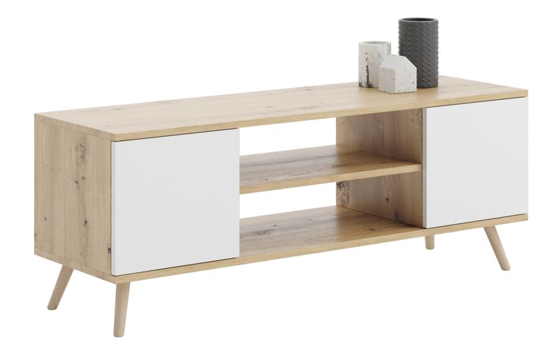 Szafka RTV Kobi Focus 135 cm Dąb artisan biały 1 szt.