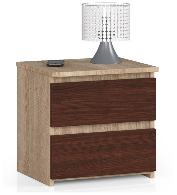 Szafka nocna Akord CL2 Dąb Sonoma 40 cm 2 szuflady kolor Wenge mat 40x35x40 cm 1 szt.