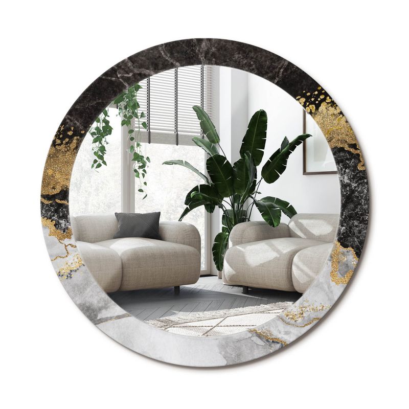 Lustro Okrągłe Tulup Marmur Loft 80 cm Nowoczesne Na Podkładzie 1 szt.