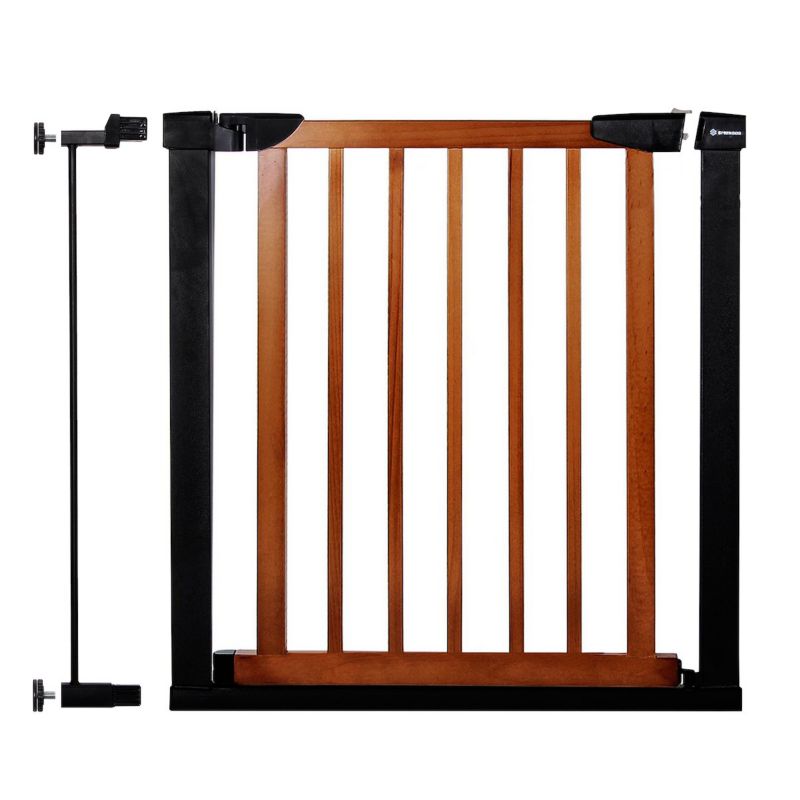 Barierka na schody Springos 75-89 cm bramka rozporowa, zabezpieczająca czarno-brązowa 1 szt.