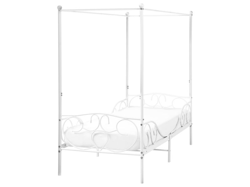Łóżko z baldachimem Metal Sormery 90 x 200 cm Biały 1 szt.