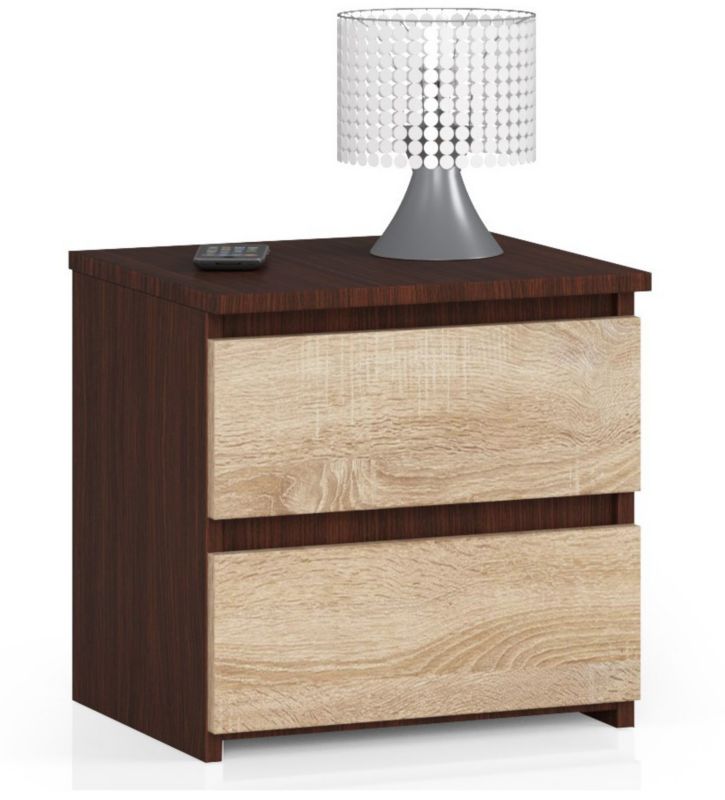 Szafka nocna Akord CL2 Wenge 40 cm 2 szuflady kolor Dąb Sonoma mat 40x35x40 cm 1 szt.