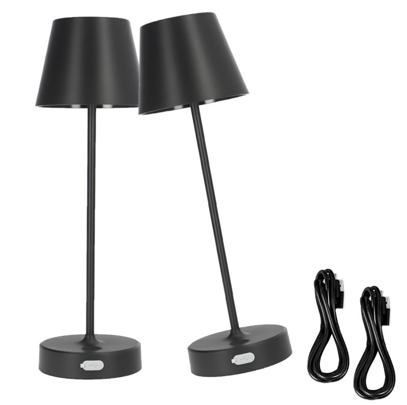 2x Lampka stołowa Edo Neli 2,7W LED czarna, z akumulatorem 2200mAh, IP54, barwa ciepła 200lm, 33cm, EDO777641 kpl