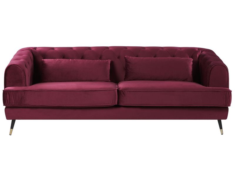 Sofa 3-osobowa welurowa bordowa Sletta 1 szt.