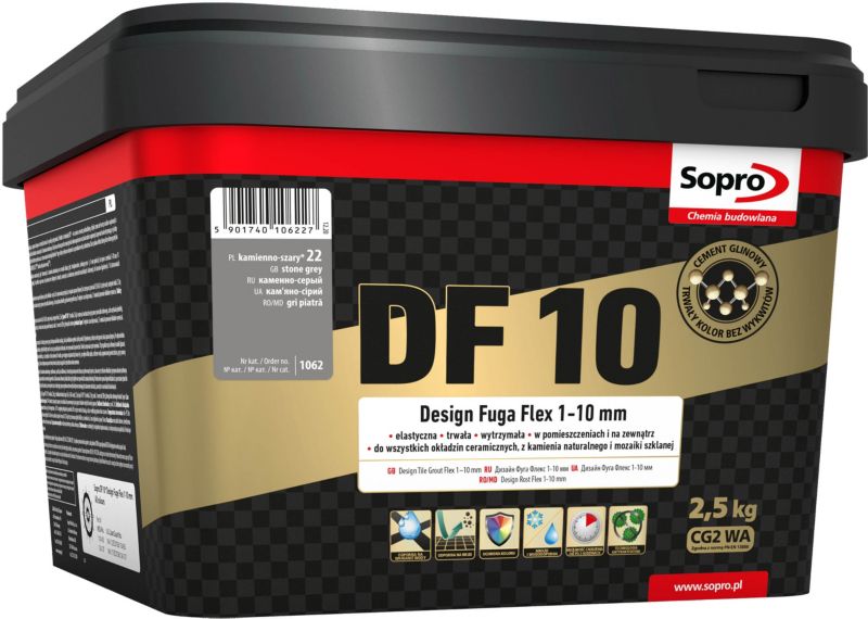 Fuga szeroka Sopro Flex DF10 Design 22 kamień szary 2,5 kg